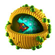 Hepatitis Virus Cell - isolated on black